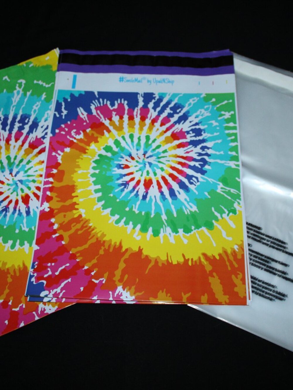50 pcs - 25 10x13 Tie-Dye Poly Mailers & 25 10x13 Clear Self Seal Bags